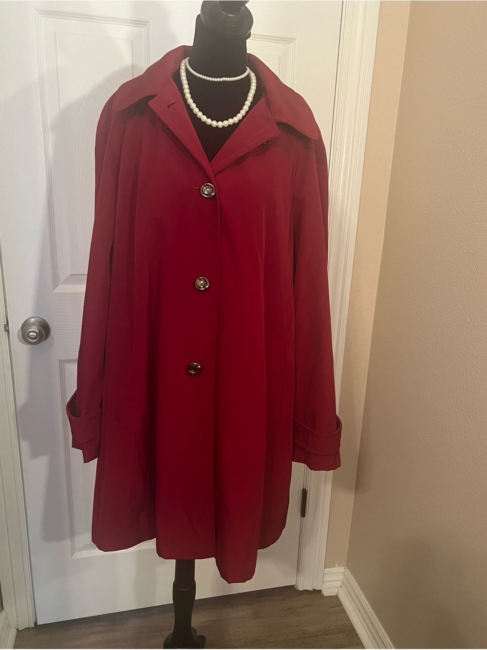 Calvin Klein Women's Red Button-Front Over Coat